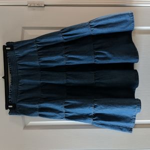 Alsharifa Tiered Denim Blue Skirt